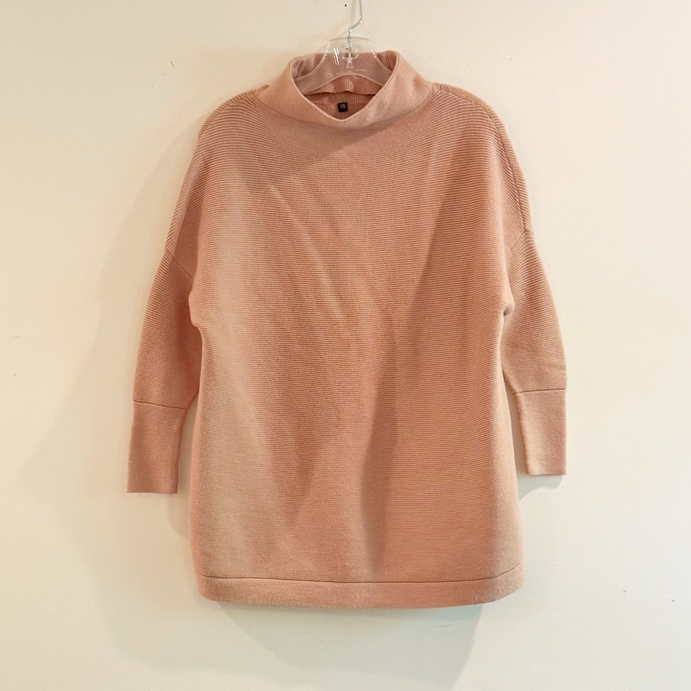 Women’s Turtleneck Batwing Sleeve Oversized Ribbed Knit Tunic Sweater - Picture 11 of 13